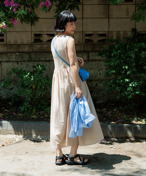 40 N°21 水色　異素材　ノースリーブ　ワンピース　ドレス ノースリーブワンピース【THREE DOTS】|ネミカ | レリアン公式