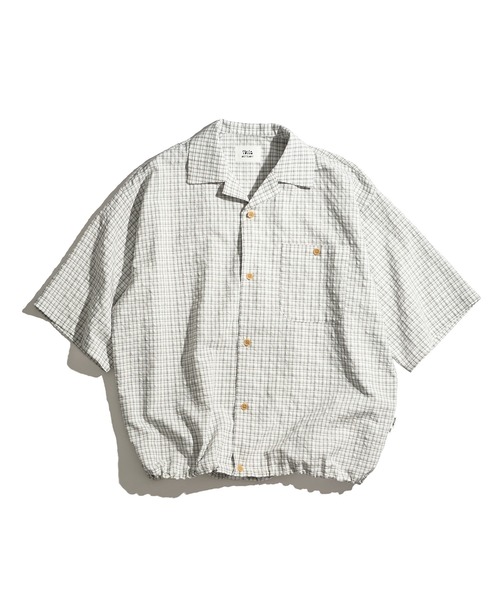 OPEN COLLAR SEERSUCKER PLAID SHIRT / オープンカラーシアサッカー
