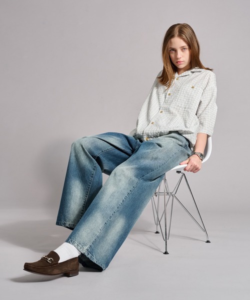 WETTEMPT(ウィテンプト)の「OPEN COLLAR SEERSUCKER PLAID SHIRT / オープンカラーシアサッカーチェックシャツ(シャツ/ブラウス・メンズ・ブラウン/ネイビー/ブラック/オフホワイト・SMALL/MEDIUM/LARGE)」の7枚目の写真