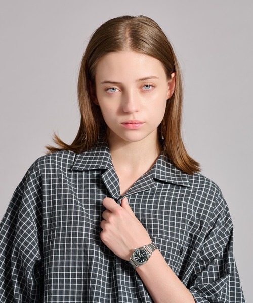 WETTEMPT(ウィテンプト)の「OPEN COLLAR SEERSUCKER PLAID SHIRT / オープンカラーシアサッカーチェックシャツ(シャツ/ブラウス・メンズ・ブラウン/ネイビー/ブラック/オフホワイト・SMALL/MEDIUM/LARGE)」の10枚目の写真