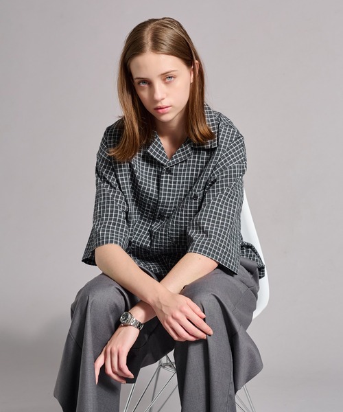 WETTEMPT(ウィテンプト)の「OPEN COLLAR SEERSUCKER PLAID SHIRT / オープンカラーシアサッカーチェックシャツ(シャツ/ブラウス・メンズ・ブラウン/ネイビー/ブラック/オフホワイト・SMALL/MEDIUM/LARGE)」の18枚目の写真