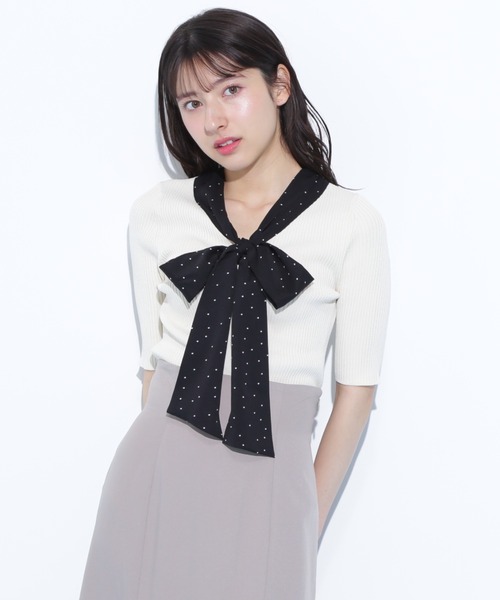JILL by JILL STUART(ジルバイジルスチュアート)の「◇ボウタイリブニット(ニット/セーター・レディース・ブラック/ホワイト/ピンク・FREE)」の18枚目の写真