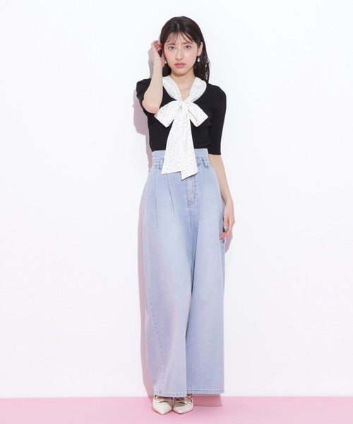 JILL by JILL STUART(ジルバイジルスチュアート)の「◇ボウタイリブニット(ニット/セーター・レディース・ブラック/ホワイト/ピンク・FREE)」の7枚目の写真