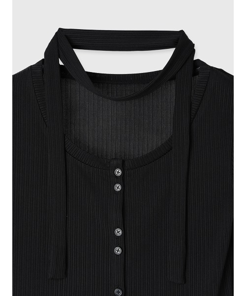 EIMY ISTOIRE(エイミーイストワール)の「チョーカー付きカットトップス(Tシャツ/カットソー・レディース・ブラック/レッド・F)」の11枚目の写真