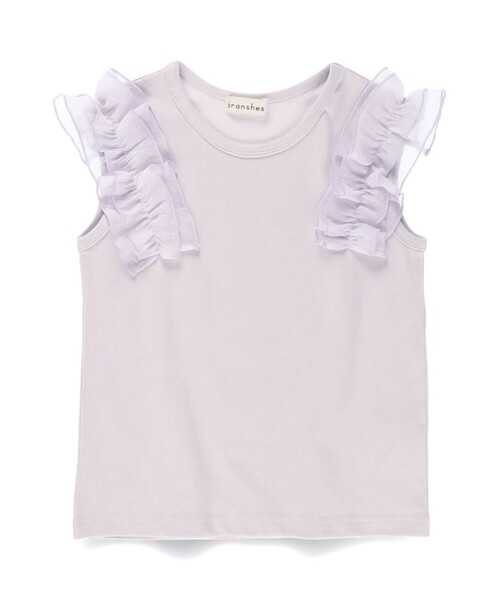 BRANSHES（ブランシェス）の「【プチプラ】肩フリルタンクトップ（タンクトップ・キッズ・オフホワイト/チャコールグレー/ラベンダー/カラフル・150/130/140/110/80/90/120/100）」の3枚目の写真