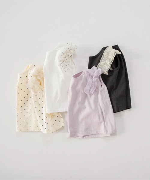 BRANSHES（ブランシェス）の「【プチプラ】肩フリルタンクトップ（タンクトップ・キッズ・オフホワイト/チャコールグレー/ラベンダー/カラフル・150/130/140/110/80/90/120/100）」の18枚目の写真