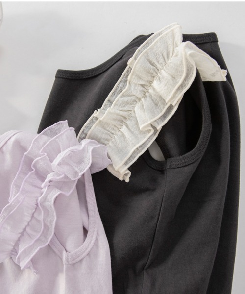 BRANSHES（ブランシェス）の「【プチプラ】肩フリルタンクトップ（タンクトップ・キッズ・オフホワイト/チャコールグレー/ラベンダー/カラフル・150/130/140/110/80/90/120/100）」の19枚目の写真