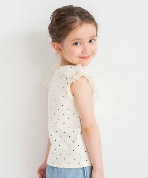 BRANSHES（ブランシェス）の「【プチプラ】肩フリルタンクトップ（タンクトップ・キッズ・オフホワイト/チャコールグレー/ラベンダー/カラフル・150/130/140/110/80/90/120/100）」の7枚目の写真