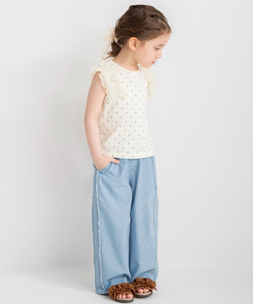 BRANSHES（ブランシェス）の「【プチプラ】肩フリルタンクトップ（タンクトップ・キッズ・オフホワイト/チャコールグレー/ラベンダー/カラフル・150/130/140/110/80/90/120/100）」の5枚目の写真