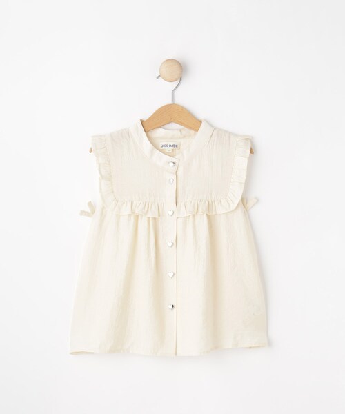 SHOO・LA・RUE（シューラルー）の「【110-150cm】ハートボタンがアクセント ノースリーブブラウス（シャツ/ブラウス・キッズ・ライトベージュ/パープル・10/11/12/13/14/15 ）」の3枚目の写真