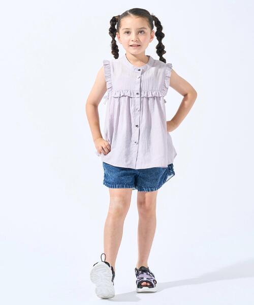 SHOO・LA・RUE（シューラルー）の「【110-150cm】ハートボタンがアクセント ノースリーブブラウス（シャツ/ブラウス・キッズ・ライトベージュ/パープル・10/11/12/13/14/15 ）」の13枚目の写真