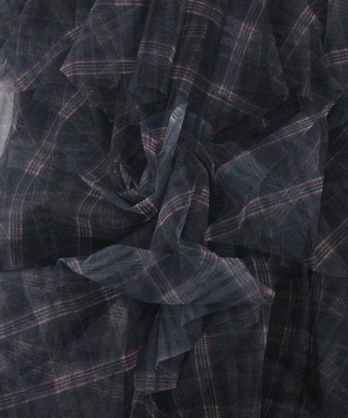 JilLA（ジルア）の「Checkered Tulle Tiered Skirt / チェック柄チュールティアードスカート（スカート・レディース・ネイビー/ブラック・FREE）」の4枚目の写真