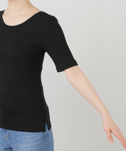 La TOTALITE(ラトータリテ)の「【洗える】blank03/ブランクゴンサム scoop neck ribbed Tシャツ(Tシャツ/カットソー・レディース・ホワイト/ブラック・FREE)」の12枚目の写真