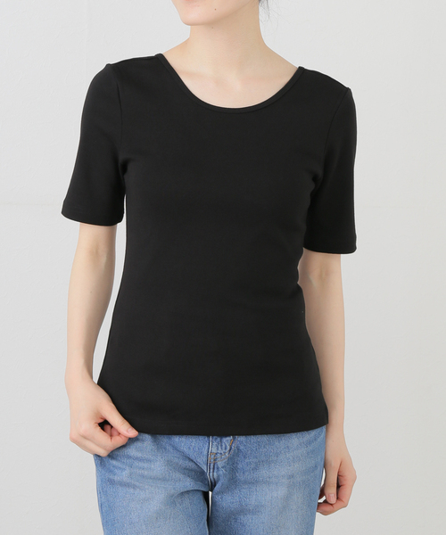 La TOTALITE(ラトータリテ)の「【洗える】blank03/ブランクゴンサム scoop neck ribbed Tシャツ(Tシャツ/カットソー・レディース・ホワイト/ブラック・FREE)」の16枚目の写真