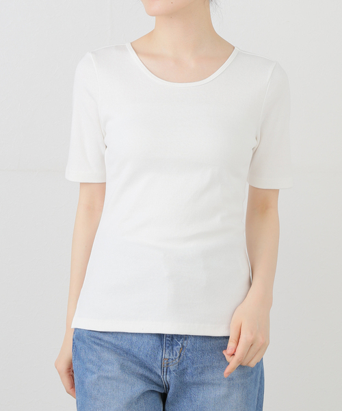 La TOTALITE(ラトータリテ)の「【洗える】blank03/ブランクゴンサム scoop neck ribbed Tシャツ(Tシャツ/カットソー・レディース・ホワイト/ブラック・FREE)」の19枚目の写真