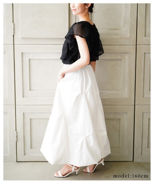 Sawa a la mode(サワアラモード)の「メッシュフリルスリーブトップス(Tシャツ/カットソー・レディース・ホワイト/ブラック・FREE)」の9枚目の写真