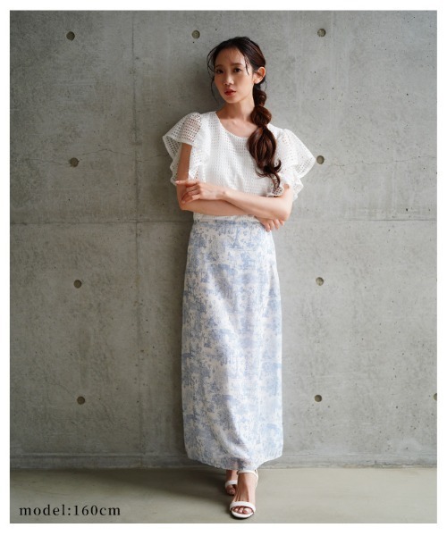 Sawa a la mode(サワアラモード)の「メッシュフリルスリーブトップス(Tシャツ/カットソー・レディース・ホワイト/ブラック・FREE)」の13枚目の写真