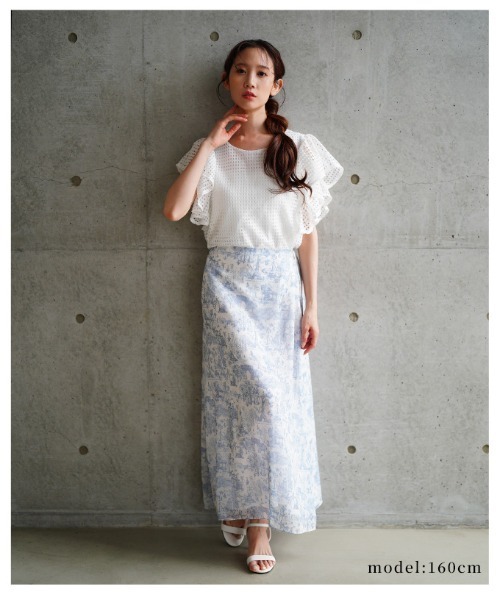 Sawa a la mode(サワアラモード)の「メッシュフリルスリーブトップス(Tシャツ/カットソー・レディース・ホワイト/ブラック・FREE)」の20枚目の写真