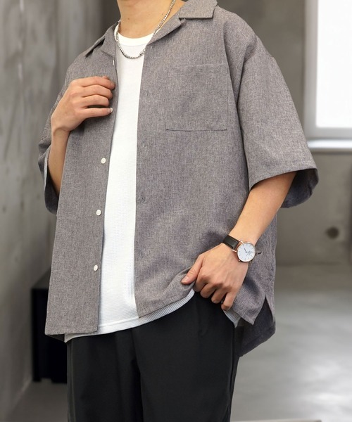 Burner（バーナー）の「【GROOVY STORE】オープンカラー ワイドシャツ 無地 ストライプ（シャツ/ブラウス・メンズ・ホワイト/ブラック×グレー/ブルー系その他/ホワイト×ブラック/ブラック/チャコールグレー/グレイッシュブルー・M/L）」の5枚目の写真