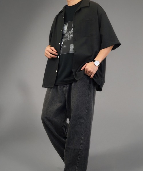 Burner（バーナー）の「【GROOVY STORE】オープンカラー ワイドシャツ 無地 ストライプ（シャツ/ブラウス・メンズ・ホワイト/ブラック×グレー/ブルー系その他/ホワイト×ブラック/ブラック/チャコールグレー/グレイッシュブルー・M/L）」の15枚目の写真