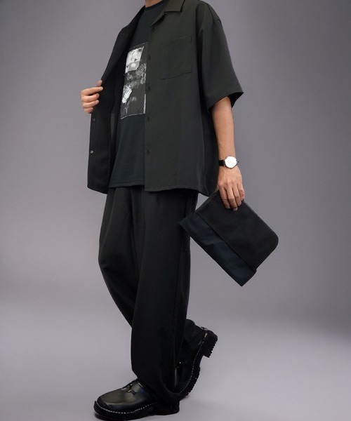 Burner（バーナー）の「【GROOVY STORE】オープンカラー ワイドシャツ 無地 ストライプ（シャツ/ブラウス・メンズ・ホワイト/ブラック×グレー/ブルー系その他/ホワイト×ブラック/ブラック/チャコールグレー/グレイッシュブルー・M/L）」の16枚目の写真