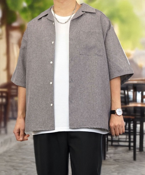 Burner（バーナー）の「【GROOVY STORE】オープンカラー ワイドシャツ 無地 ストライプ（シャツ/ブラウス・メンズ・ホワイト/ブラック×グレー/ブルー系その他/ホワイト×ブラック/ブラック/チャコールグレー/グレイッシュブルー・M/L）」の20枚目の写真