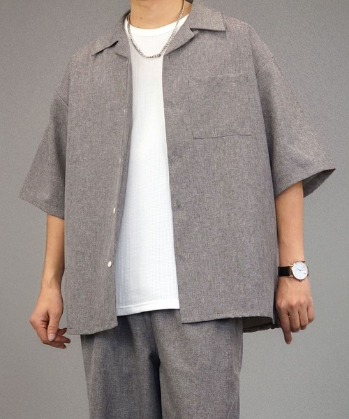 Burner（バーナー）の「【GROOVY STORE】オープンカラー ワイドシャツ 無地 ストライプ（シャツ/ブラウス・メンズ・ホワイト/ブラック×グレー/ブルー系その他/ホワイト×ブラック/ブラック/チャコールグレー/グレイッシュブルー・M/L）」の19枚目の写真