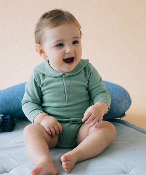 こども ビームス（コドモビームス）の「ベビー セーラーカラー ロンパース 2025FW（50～80cm）（ロンパース・キッズ・オフホワイト/ネイビー/グリーン系その他・70-80/60-70/50-60）」の3枚目の写真