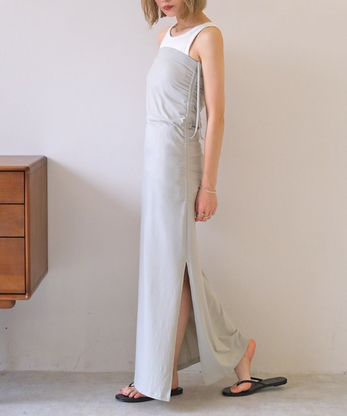 AKTE（アクテ）の「サイドギャザー2WAYカットソースカート（スカート・レディース・ブラック/セージグリーン・1/2）」の19枚目の写真