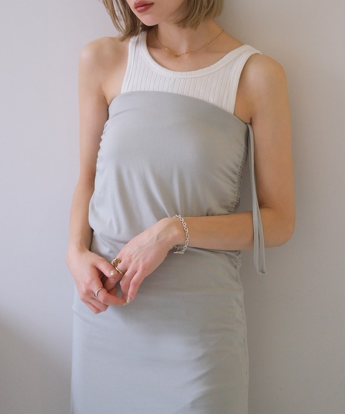 AKTE（アクテ）の「サイドギャザー2WAYカットソースカート（スカート・レディース・ブラック/セージグリーン・1/2）」の16枚目の写真