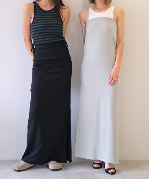 AKTE（アクテ）の「サイドギャザー2WAYカットソースカート（スカート・レディース・ブラック/セージグリーン・1/2）」の14枚目の写真