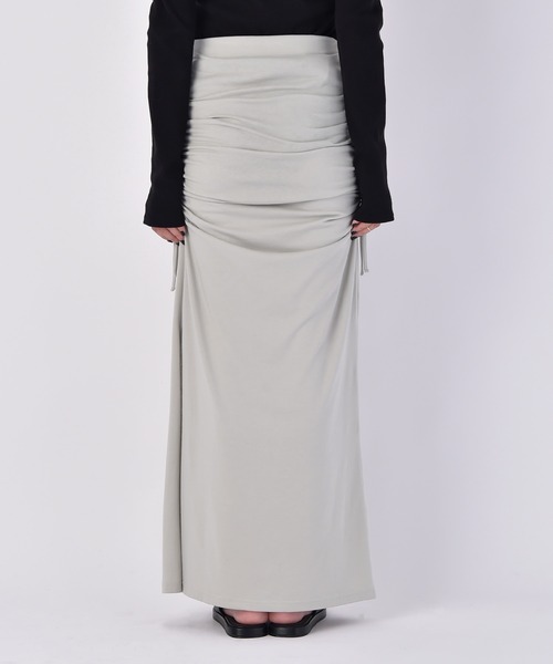 AKTE（アクテ）の「サイドギャザー2WAYカットソースカート（スカート・レディース・ブラック/セージグリーン・1/2）」の9枚目の写真