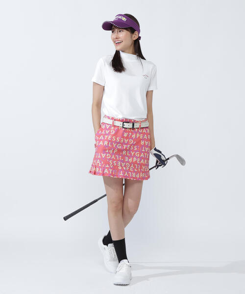 【PEARLY GATES】ハニカムカノコ半袖モックネックカットソー