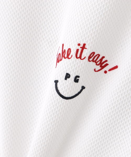 【PEARLY GATES】ハニカムカノコ半袖モックネックカットソー