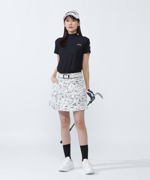 【PEARLY GATES】ハニカムカノコ半袖モックネックカットソー