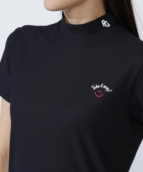 【PEARLY GATES】ハニカムカノコ半袖モックネックカットソー