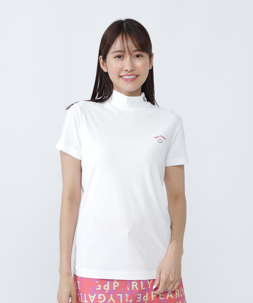 【PEARLY GATES】ハニカムカノコ半袖モックネックカットソー