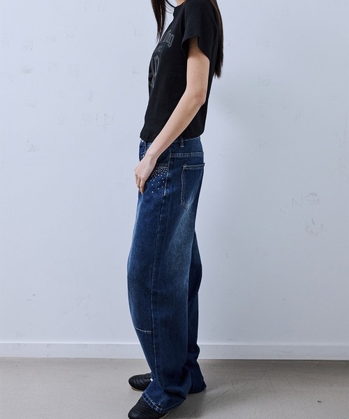 PLACE STUDIO（プレイススタジオ）の「PLACE STUDIO／CUBIC ポケットパンツ（デニムパンツ・レディース・ブルー・SMALL）」の4枚目の写真