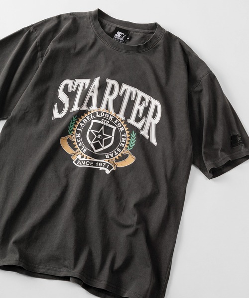 STARTER(スターター)の「【88】【STARTER/スターター】ピグメント加工 ブランドロゴ ワッペン刺繍 半袖Tシャツ オーバーサイズ(Tシャツ/カットソー・メンズ・ブラック系その他/ブラック系その他2/ブラック・L/M/XL)」の1枚目の写真