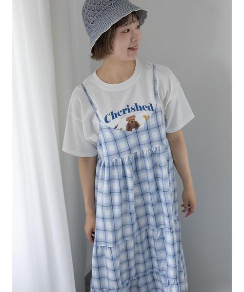 ehka sopo(エヘカソポ)の「レース付きチェックキャミワンピース(ワンピース・レディース・イエロー/グリーン/サックスブルー・F)」の21枚目の写真