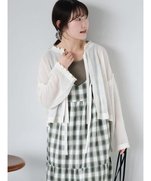 ehka sopo(エヘカソポ)の「レース付きチェックキャミワンピース(ワンピース・レディース・イエロー/グリーン/サックスブルー・F)」の7枚目の写真