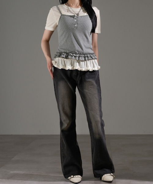 apres jour mignon（アプレジュールミニョン）の「レイヤードトップス【ZOZOTOWN限定アイテム】（Tシャツ/カットソー・レディース・グレー/レッド/ブラック/ブラック系その他・フリー）」の19枚目の写真