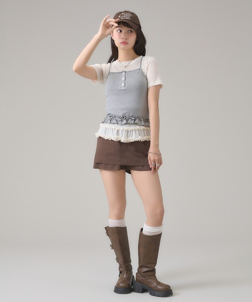 apres jour mignon(アプレジュールミニョン)の「フリルレイヤードトップス(Tシャツ/カットソー・レディース・グレー/レッド/ブラック/ブラック系その他/ネイビー/アイボリー・フリー)」の12枚目の写真