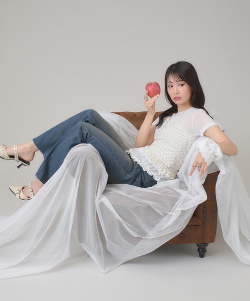 apres jour mignon(アプレジュールミニョン)の「フリルレイヤードトップス(Tシャツ/カットソー・レディース・グレー/レッド/ブラック/ブラック系その他/ネイビー/アイボリー・フリー)」の18枚目の写真