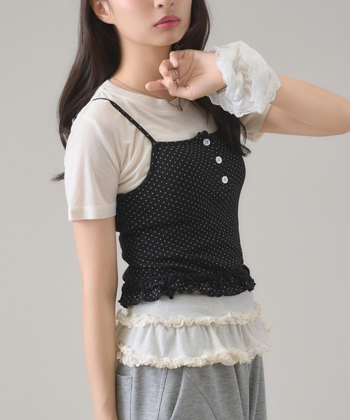 apres jour mignon(アプレジュールミニョン)の「フリルレイヤードトップス(Tシャツ/カットソー・レディース・グレー/レッド/ブラック/ブラック系その他/ネイビー/アイボリー・フリー)」の19枚目の写真