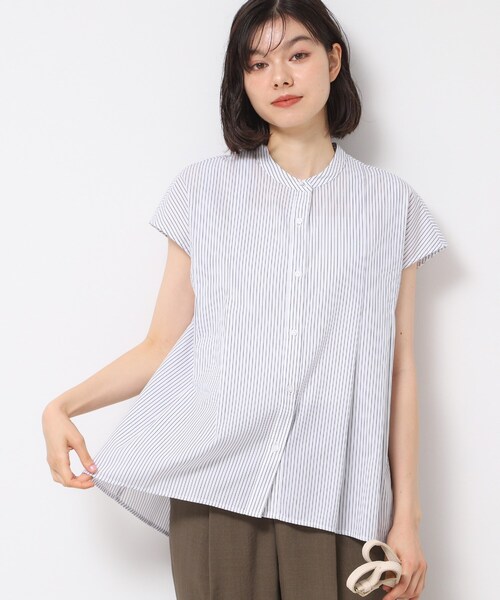 Dessin(デッサン)の「◆【洗える】フレンチスリーブフレアーブラウス(XS~L)(シャツ/ブラウス・レディース・ホワイト系3/ブルー系その他3/ブルー系その他4・00/01/02/03)」の2枚目の写真