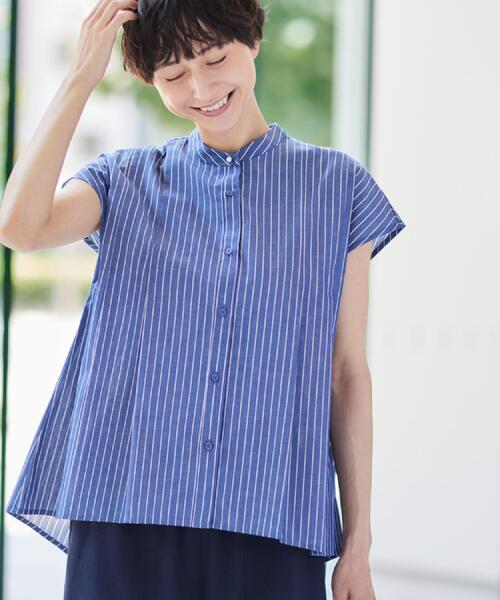 Dessin(デッサン)の「◆【洗える】フレンチスリーブフレアーブラウス(XS~L)(シャツ/ブラウス・レディース・ホワイト系3/ブルー系その他3/ブルー系その他4・00/01/02/03)」の3枚目の写真