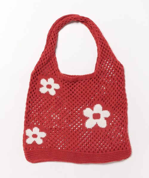 ammy.（エイミードット）の「【 ammy. / エイミードット 】 編み込み フラワー ニット バッグ（ショルダーバッグ・レディース・ブラック/ブラウン/レッド/アイボリー・FREE）」の4枚目の写真