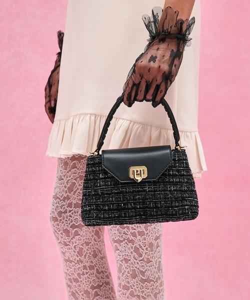 Arwen アルウェン ツイードキルトトップハンドルバッグ