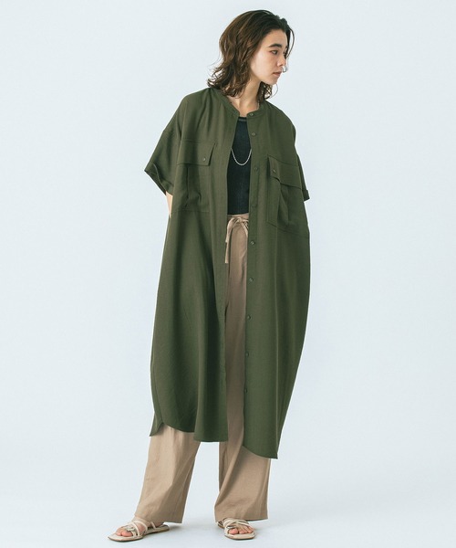 ROSE BUD（ローズバッド）の「(GENE HEAVENS)WORK POCKET SHIRT DRESS（シャツワンピース・レディース・オリーブ/ブラック・ONE SIZE）」の17枚目の写真
